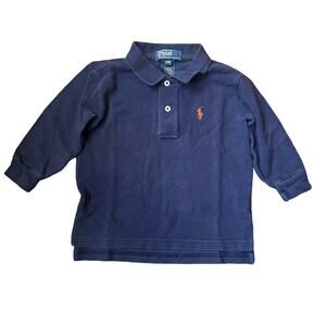 Polo by Ralph Lauren Boy's 12M Long Sleeve Navy Polo Shirt